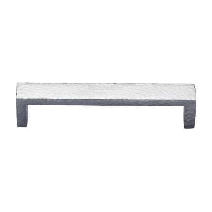 Heritage Brass Cabinet Pull Hammered Wide Metro Design 192mm CTC Satin Chrome Finish