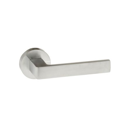 Forme Asti Lever Door Handle on Minimal Round Rose - Satin Chrome (Pair)