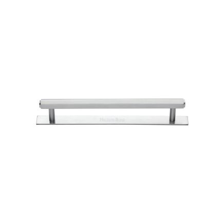 Heritage Brass Cabinet Pull Hexagonal Design with Plate 96mm CTC Satin Chrome Finish