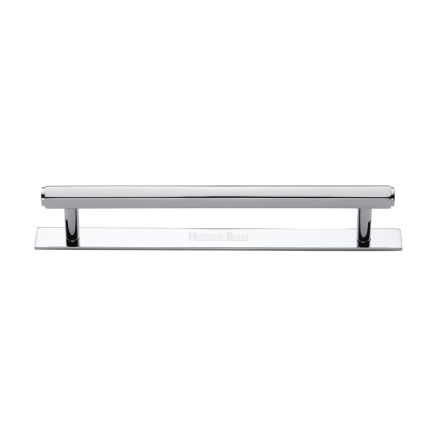 Heritage Brass Cabinet Pull Hexagonal Design with Plate 160mm CTC Polished Chrome Finish
