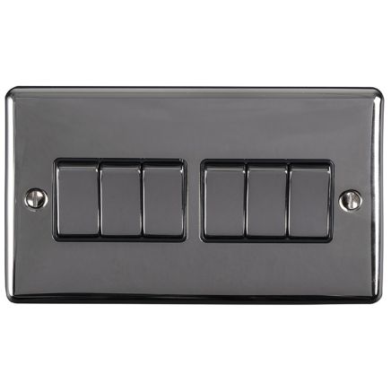 Eurolite Enhance Decorative 6 Gang Switch Black Nickel
