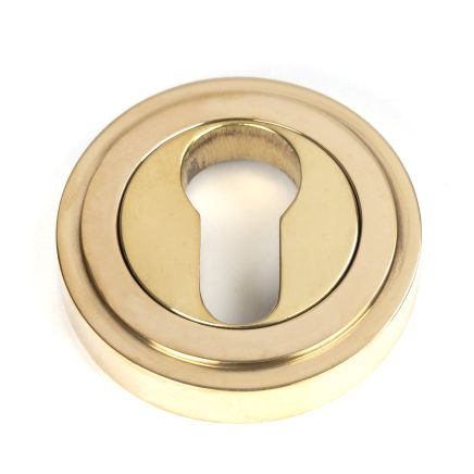Polished Brass Round Euro Escutcheon (Art Deco)