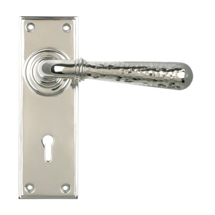 Polished Nickel Hammered Newbury Lever Lock Set