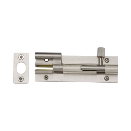 Heritage Brass Door Bolt Necked 4" x 1.25" Satin Nickel finish