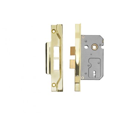 Contract 2 Lever Sashlock Rebated 64mm - Electro Brassed