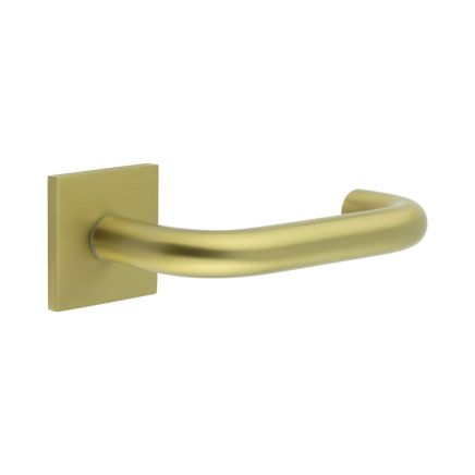CR-106 Satin Brass Sprung Square Rose Door Handle - By Frelan Hardware - CR-106B1SB