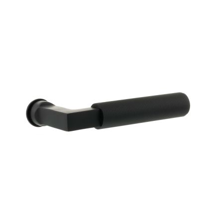 Millhouse Brass Cartwright Lever Door Handle on Concealed Round Rose - Matt Black (Pair)