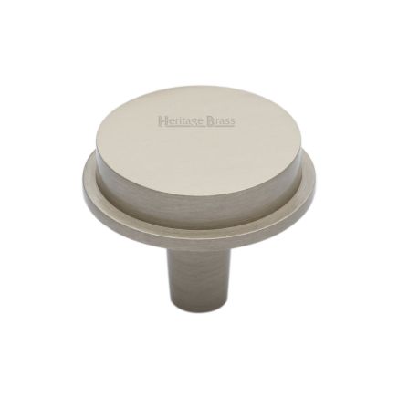 Heritage Brass Flat Round Knob Design 32 mm Satin Nickel finish