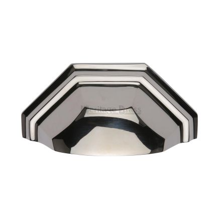 Heritage Brass Drawer Pull Deco Design 89mm CTC Polished Nickel Finish