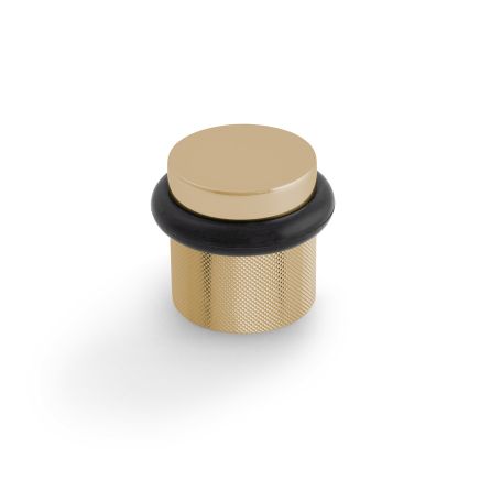Valli 38 x 35mm - Floor Mounted Knurled Doorstop - Concealed Fix - Polished Brass PVD