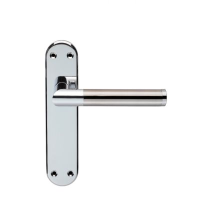 Serozzetta Scope Lever On Latch Backplate - Polished Chrome Satin Nickel