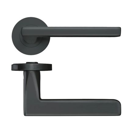 Zoo Hardware Venice lever on round rose - Oscuro Matt Black