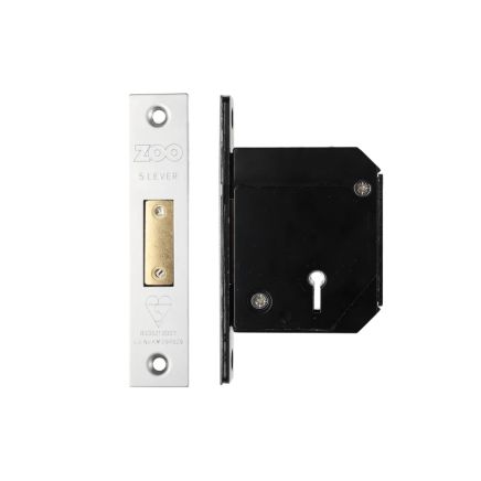 Zoo Hardware British Standard 5 Lever Deadlock - 67mm c/w Esc - Chubb Retro Fit 3G114 - Satin Stainless