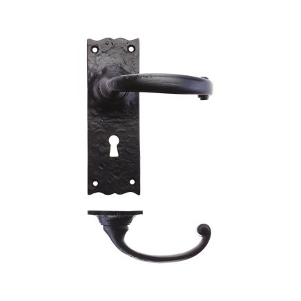 Zoo Hardware Traditional Lever on Lock Backplate - 6" - Black