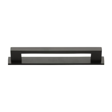 Heritage Brass Cabinet Pull Metro Design with Plate 160mm CTC Matt Bronze Finish