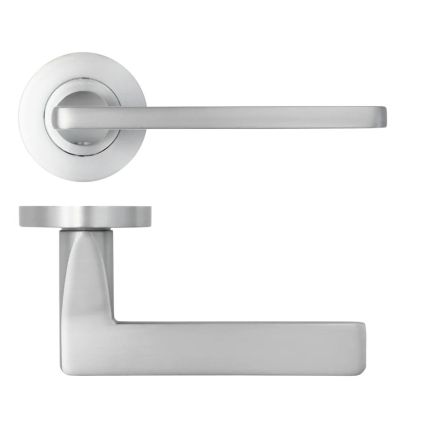 Zoo Hardware Leon lever on rose - Satin Chrome