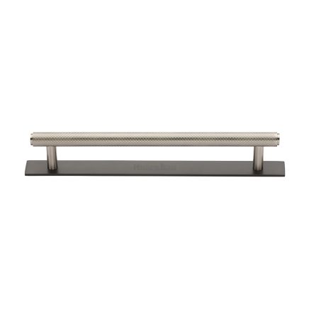 Heritage Brass Cabinet Pull Knurled Design with Plate 160mm CTC Matt Bronze/Satin Nickel Finish