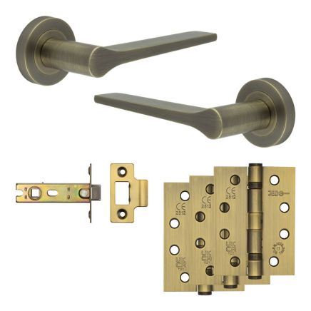 Complete Gio Door Handle Pack - Internal Doors - Antique Brass - By Frelan Hardware - JE-E3A-AB