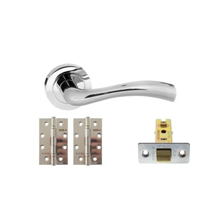STATUS Texas Door Handle Pack (Latch Set - 3" CE Latch, 4" Slim Knuckle Hinges x2) - Polished Chrome