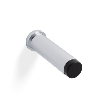 Valli 76 x 20mm - Wall Mounted Plain Doorstop on Rose - Concealed Fix - Polished Chrome PVD