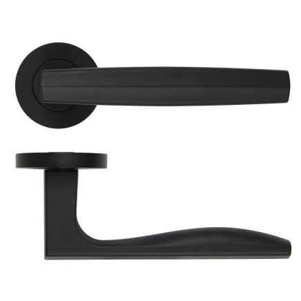 Zoo Hardware Appenine Lever On Round Rose - Oscuro Matt Black