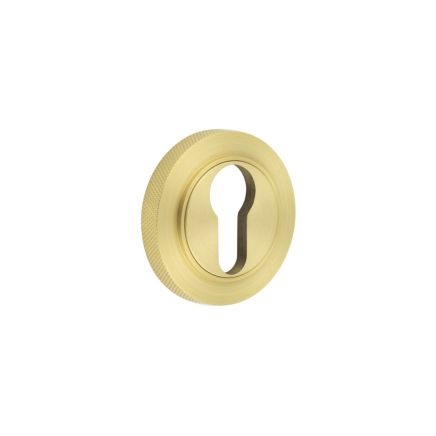 Burlington Euro Profile Escutcheons Knurled Rose Satin Brass - By Frelan Hardware - BUR-61SB-75SB