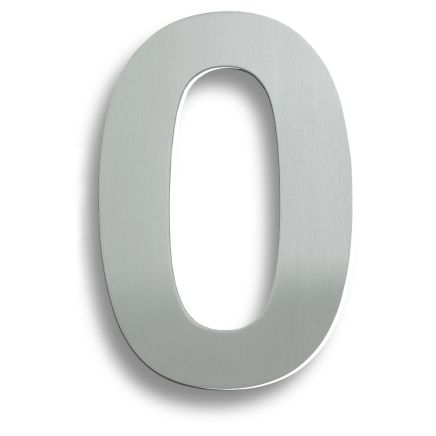 Stainless Steel 7" Numerals (0-9) (Number 0) - Satin Stainless Steel