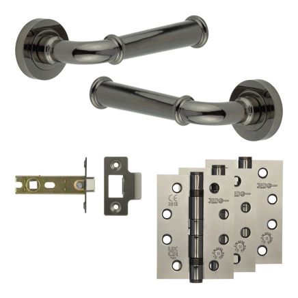 Complete Classic Door Handle Pack - Internal Doors - Black Nickel - 76mm / 4-inch Hinges - JE-A3A-BN