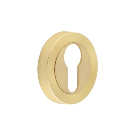 Jedo Designer Euro Profile Escutcheons on 50mm Round Rose Satin Brass - By Frelan Hardware - JV503ESB