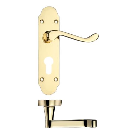 Zoo Hardware Project Oxford lever on euro backplate - 168mm x 42mm - Electro Brass