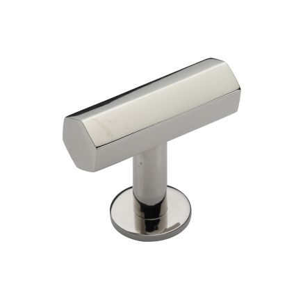 Heritage Brass Cabinet Knob Hexagon T-Bar Design with Rose 41mm Polished Nickel finish