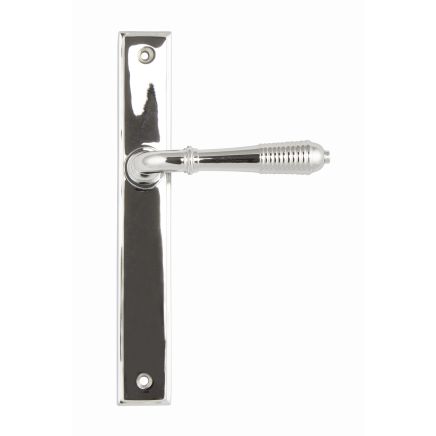 Polished Chrome Reeded Slimline Lever Latch Set