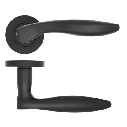 Zoo Hardware Cadiz lever on rose - Matt Black