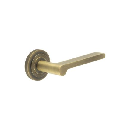 Fitzrovia Door Handles Stepped Rose Antique Brass - By Frelan Hardware - BUR15KIT3