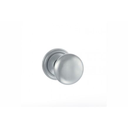 Old English Harrogate Solid Brass Mushroom Mortice Knob on Concealed Fix Rose - Satin Chrome
