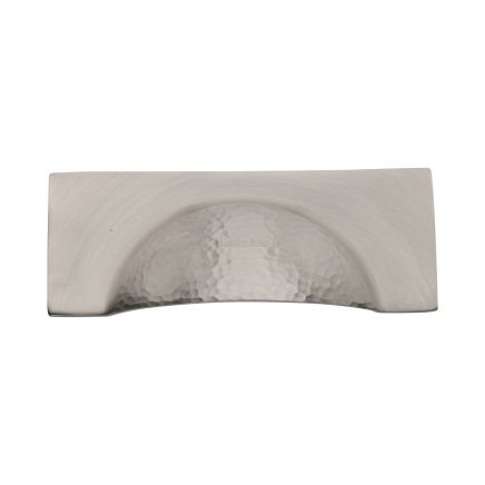 Heritage Brass Drawer Cup Pull Hampshire Hammered Design 57mm CTC Satin Nickel Finish