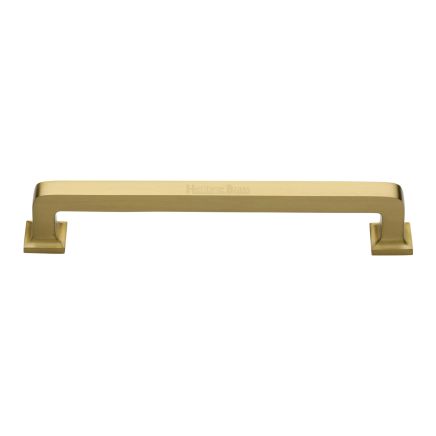Heritage Brass Cabinet Pull Square Vintage Design 203mm CTC Satin Brass Finish