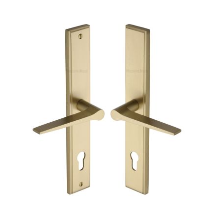 Heritage Brass Multi-Point Door Handle Lever Lock Gio RH Design Satin Brass finish