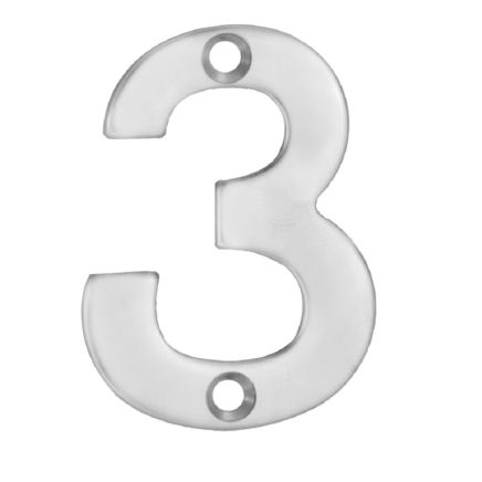 Numerals Number 3 - Satin Stainless Steel