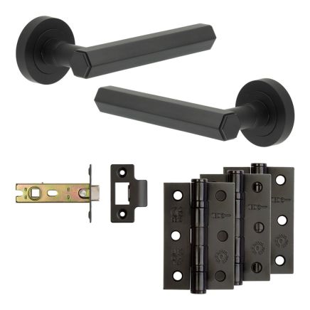 Complete Hex Door Handle Pack - Internal Doors - Black - By Frelan Hardware - JE-C4B-MB