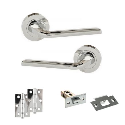 Eco Surf Door Handle Pack (Latch Set - 2.5" Latch, 3" Hinges x2) - Polished Chrome