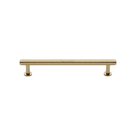 Heritage Brass Cabinet Pull Knurled Design with 16mm Rose 128mm CTC Polished Brass finish