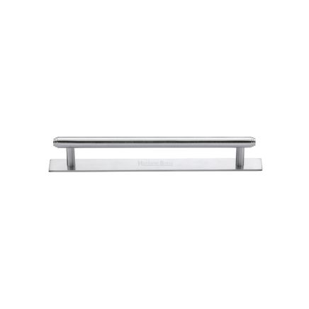 Heritage Brass Cabinet Pull Step Design with Plate 96mm CTC Satin Chrome Finish