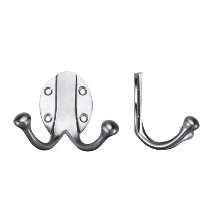 Zoo Hardware Double Robe Hook - Satin Chrome