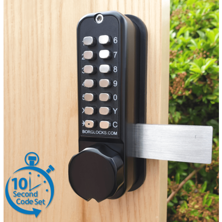Borg BL2625 MG Pro ECP - Easicode Pro, Marine Grade Hex Knob - Back To Back Keypads With Knurled Knob And Rim Fixed Stainless Steel Deadbolt, MG Pro (Black) Finish