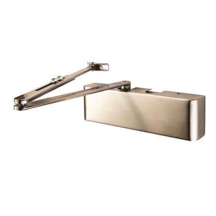 Full Cover Overhead Door Closer Variable Power 2-5 Plate - Satin Nickel Plated