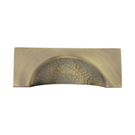 Heritage Brass Drawer Cup Pull Hampshire Hammered Design 57mm CTC Antique Brass Finish