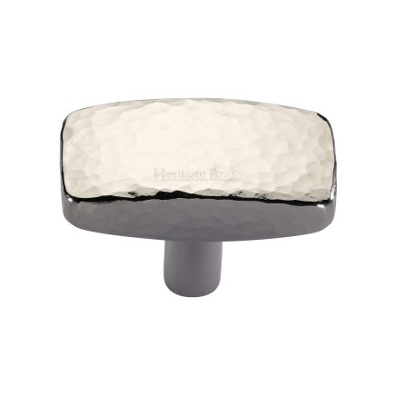 Heritage Brass Cabinet Knob Rectangular Hammered Design 41mm Polished Nickel finish
