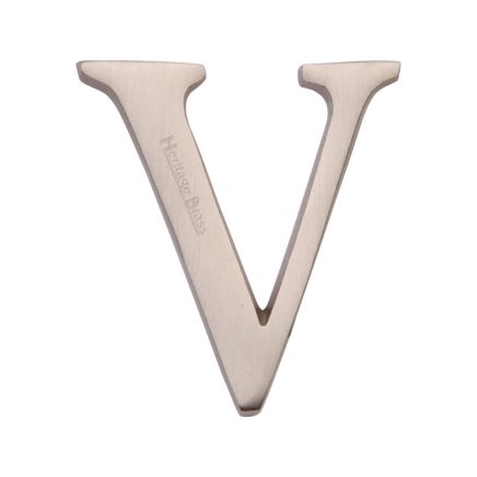 Heritage Brass Alphabet V Pin Fix 51mm (2") Satin Nickel Finish