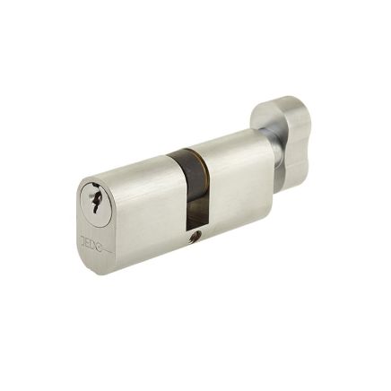 Oval Profile Cylinders & Turns 60mm Satin Chrome - By Frelan Hardware - JL60-OPCTSC